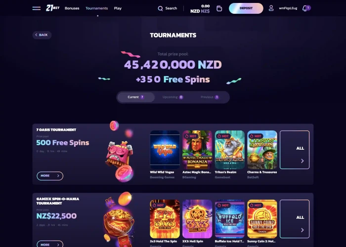 Tournaments at 21bit Casino