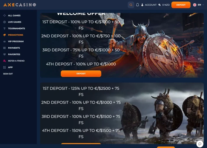 Bonuses and Promotions at Axe Casino