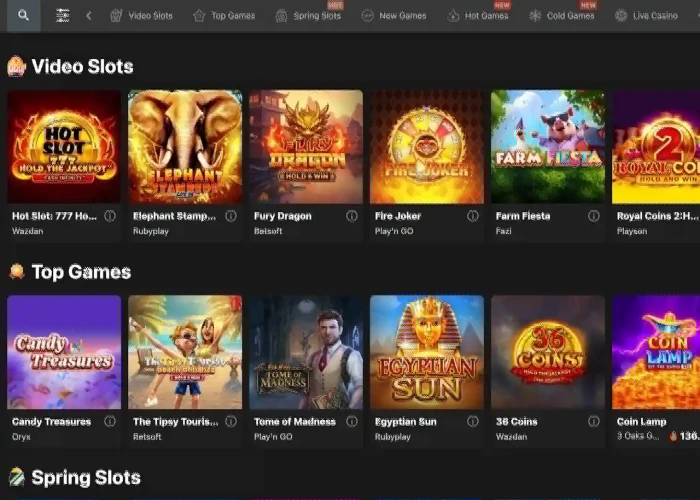 Bet O Bet’s Game Selection