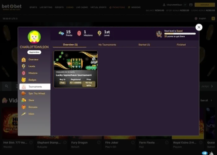 Tournaments at Bet O Bet