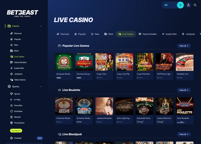 Live Dealer Games at BetBeast Casino 