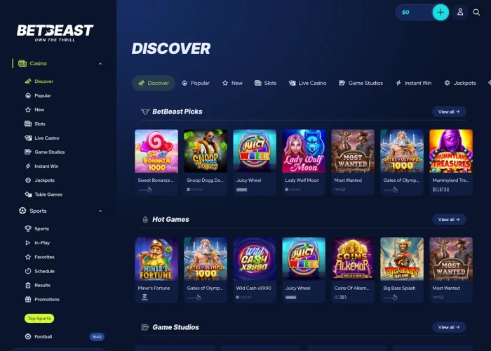 BetBeast Casino’s Game Selection