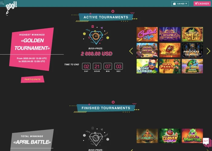 Tournaments at Booi Casino