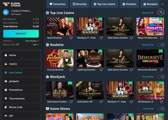 Live Dealer Games at Buran