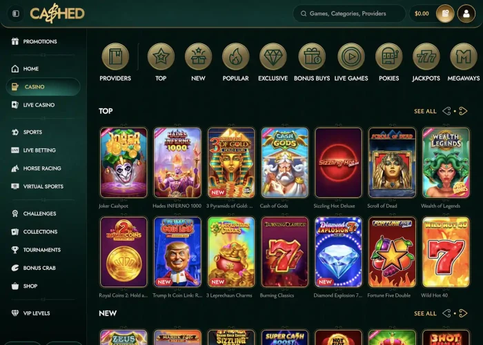 Cashed Casino’s Game Selection