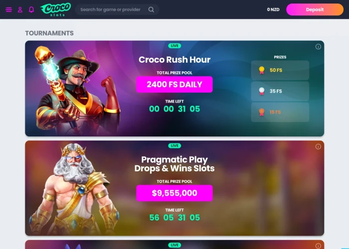 Tournaments at CrocoSlots