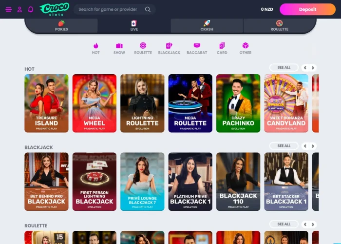 Live Dealer Games at CrocoSlots 