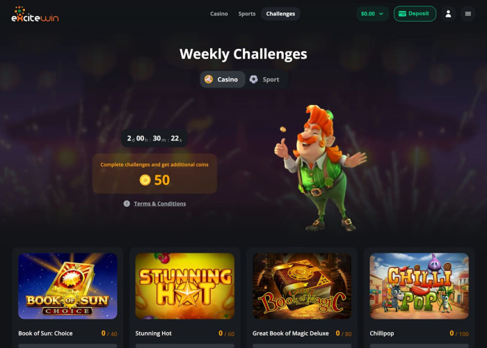 Challenges at ExciteWin Casino 