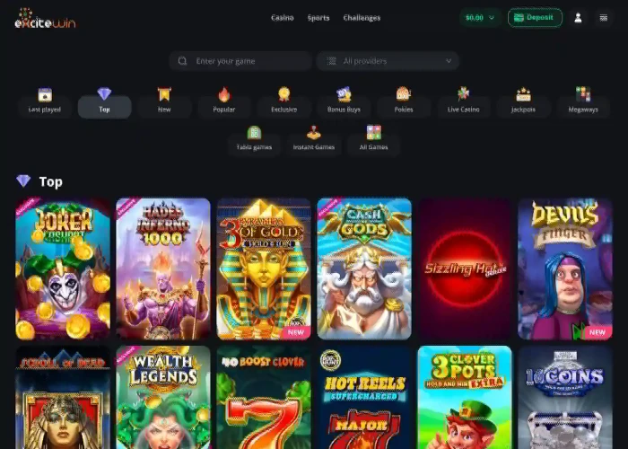 ExciteWin’s Game Selection