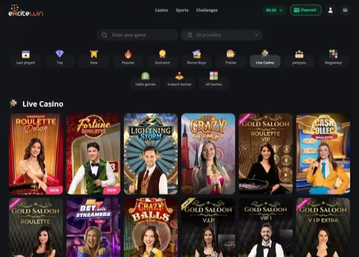 Play Live Games at ExciteWin Casino