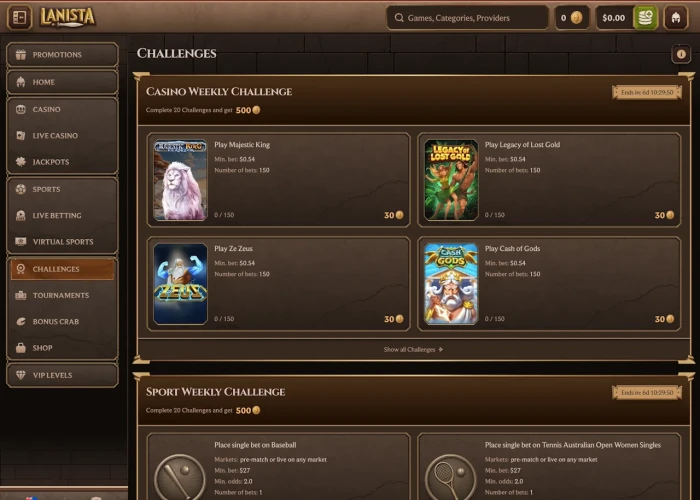 Challenges at Lanista