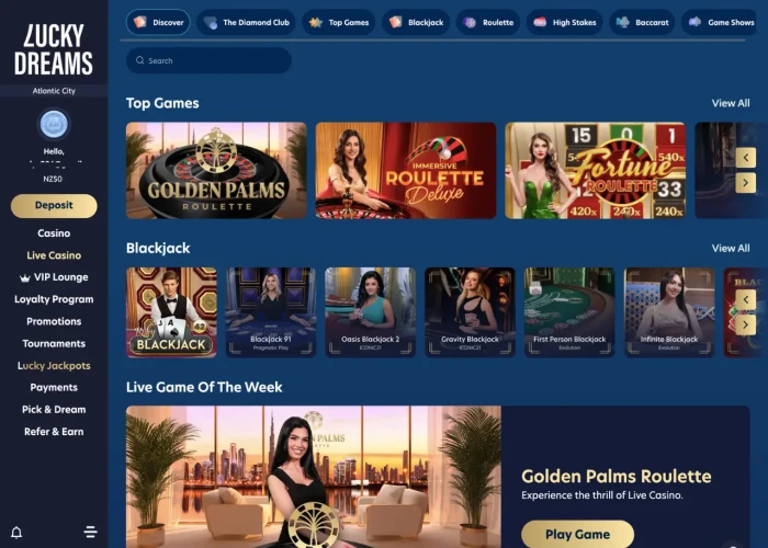 Play Live Dealer Games at Lucky Dreams Casino