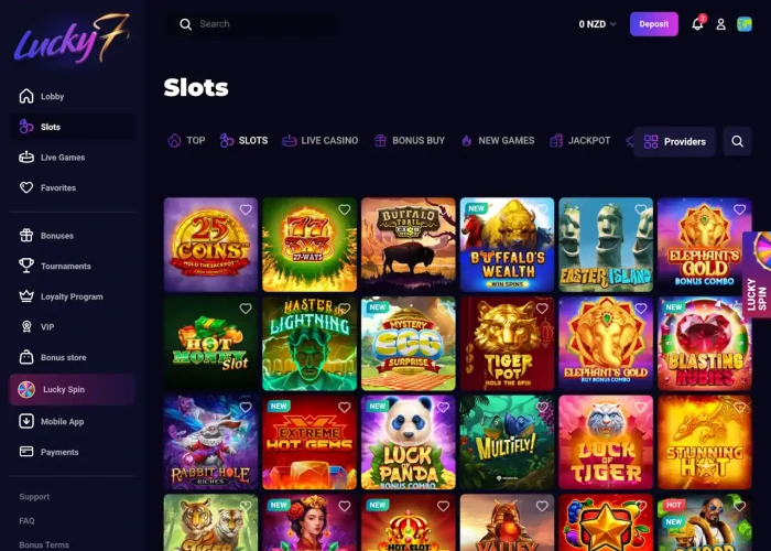 Lucky7even Casino’s Game Selection
