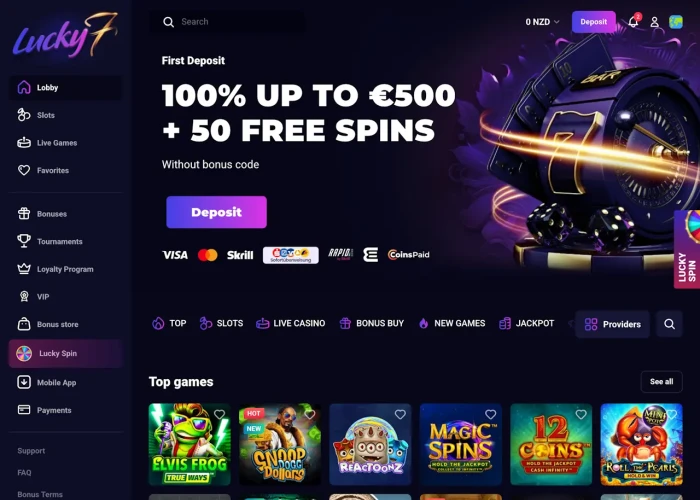 Lucky7even Casino Lobby