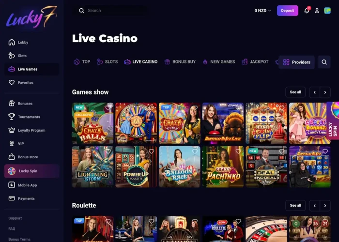 Live Dealer Games at Lucky7even 