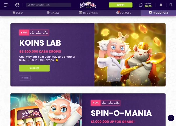 Tournaments at MadNix Casino