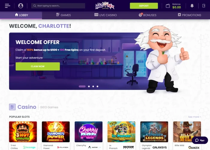 MadNix Casino’s Lobby