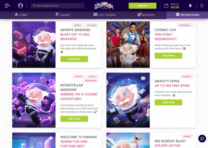 Bonuses at MadNix Casino