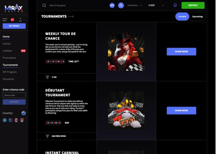 Tournaments at Mirax