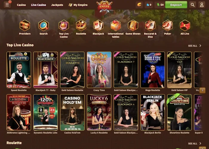 Play Live Dealer Games at My Empire Casino