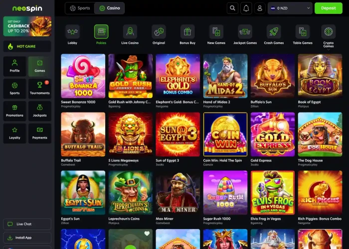 Neospin’s Game Selection