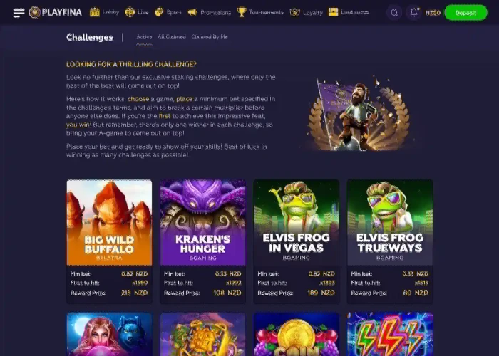 Challenges at Playfina Casino 