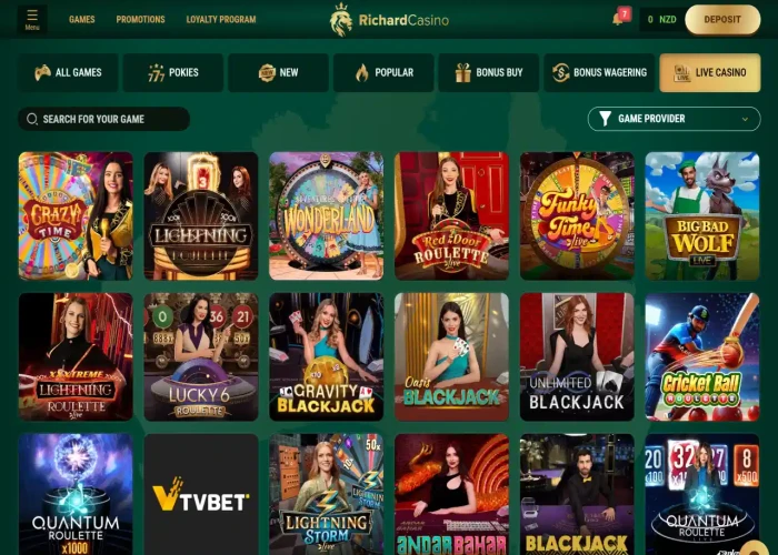 Play Live Games at Richard Casino 