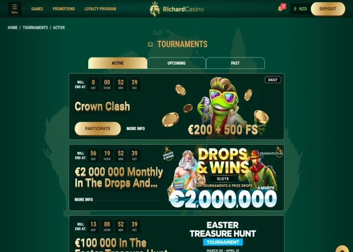 Tournaments at Richard Casino 