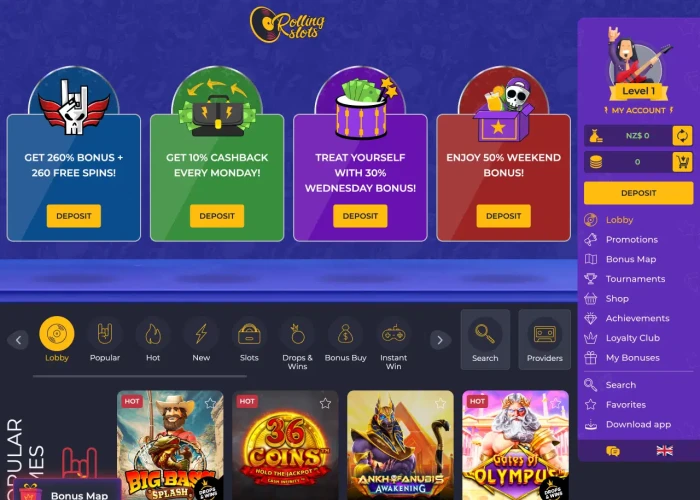 Rolling Slots’ Lobby 