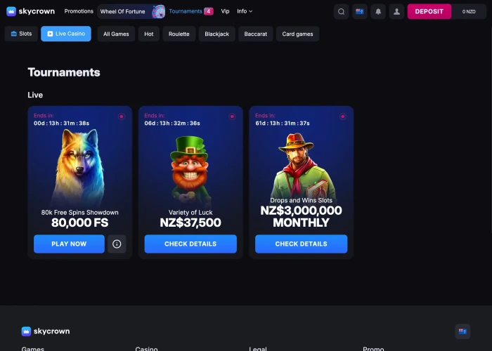 Tournaments at Skycrown Casino