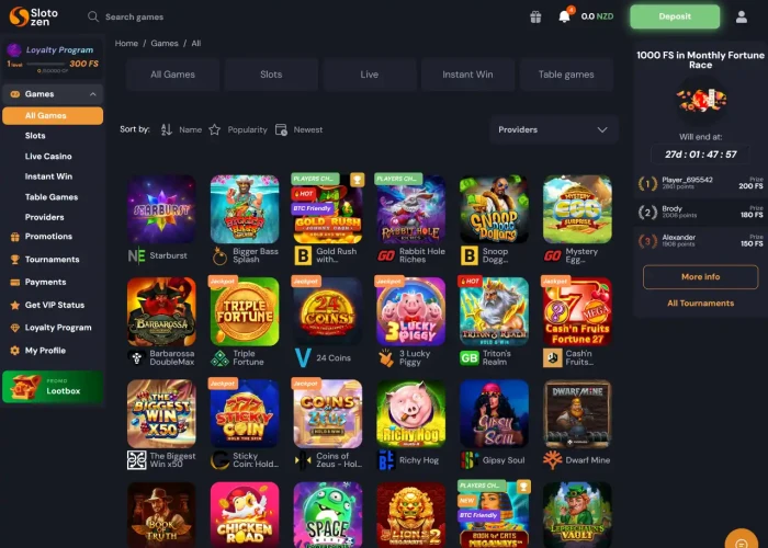 Slotozen’s Game Selection