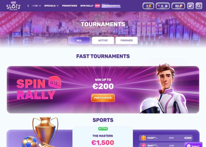 Tournaments at Slots Palace