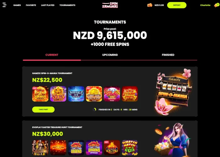 Tournaments at Spin Samurai Casino