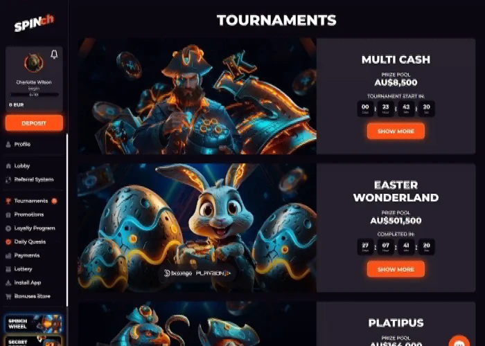 Tournaments at Spinch Casino