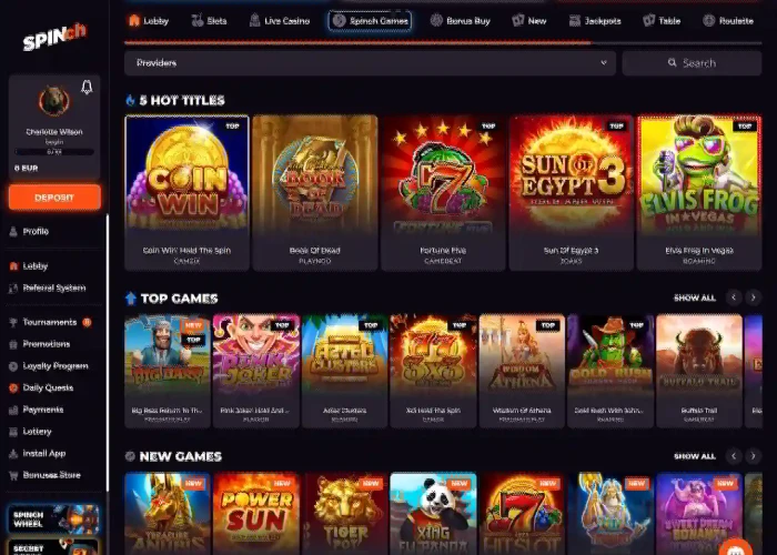 Spinch Casino’s Game Selection