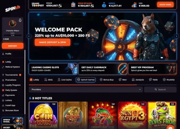 Spinch Casino’s Lobby 