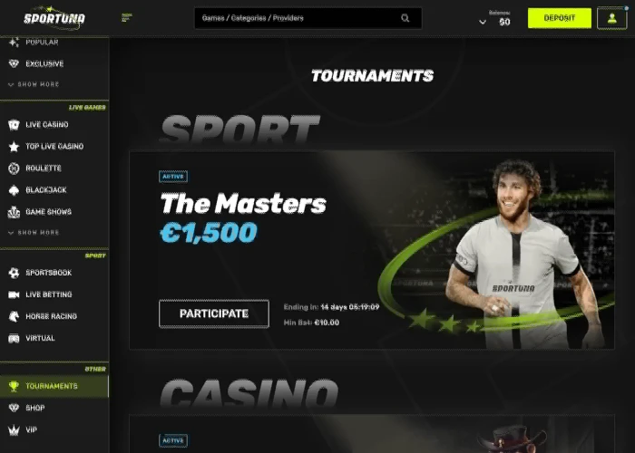 Tournaments at Sportuna Casino