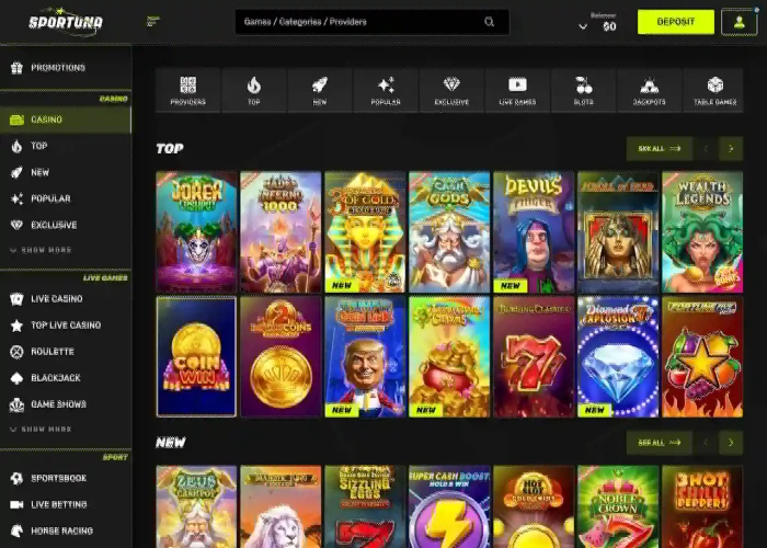 Sportuna’s Game Selection