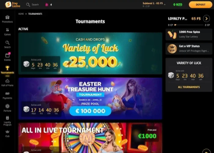 Tournaments at Stay Casino