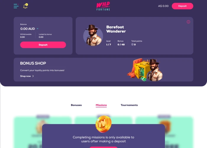 Missions at Wild Fortune Casino