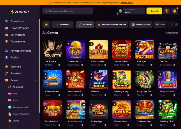 Zoome Game Selection