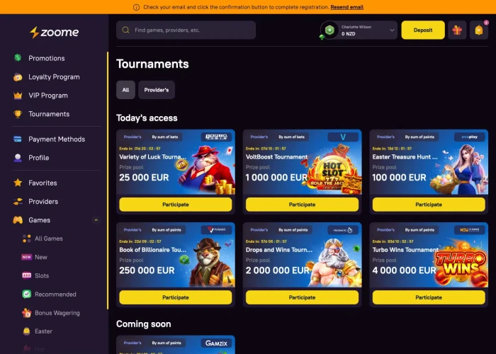 Tournaments at Zoome