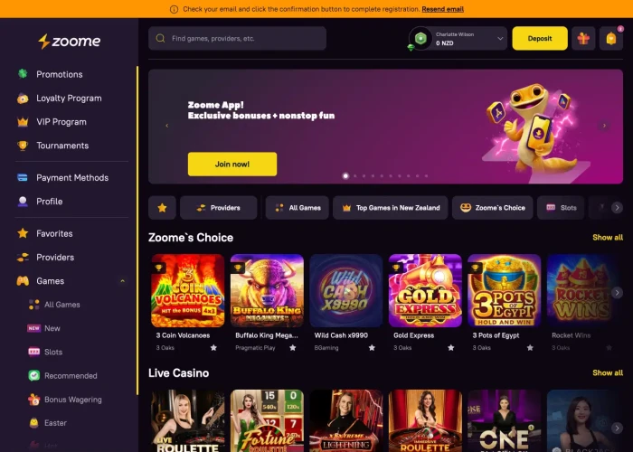 Zoome Casino’s Lobby