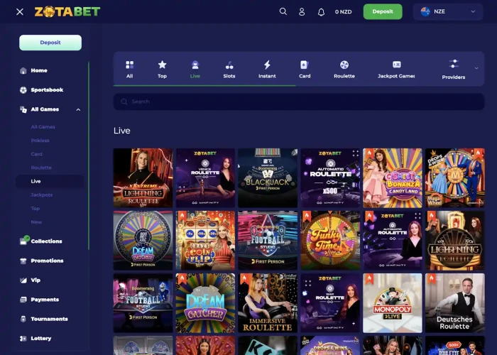 Live Dealer Games at ZotaBet