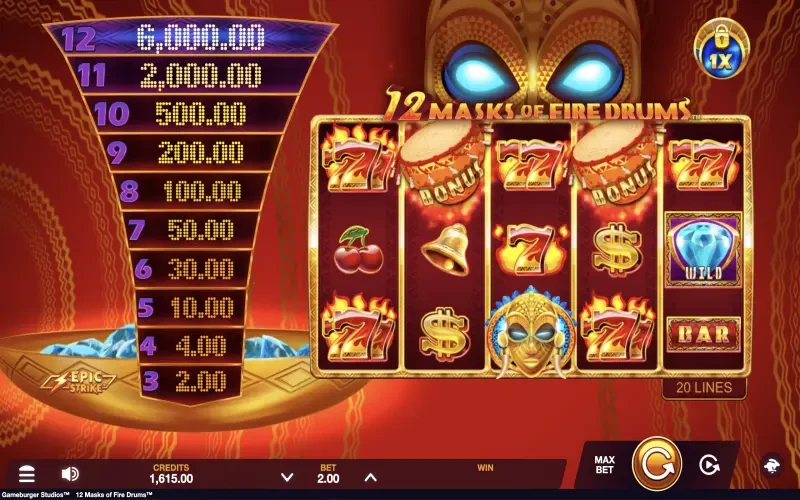 12 Masks of Fire Drums Game